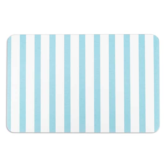 Artsy Mats Blue Stripe White Stone Non-Slip Bath Mat
